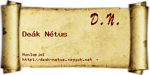 Deák Nétus névjegykártya